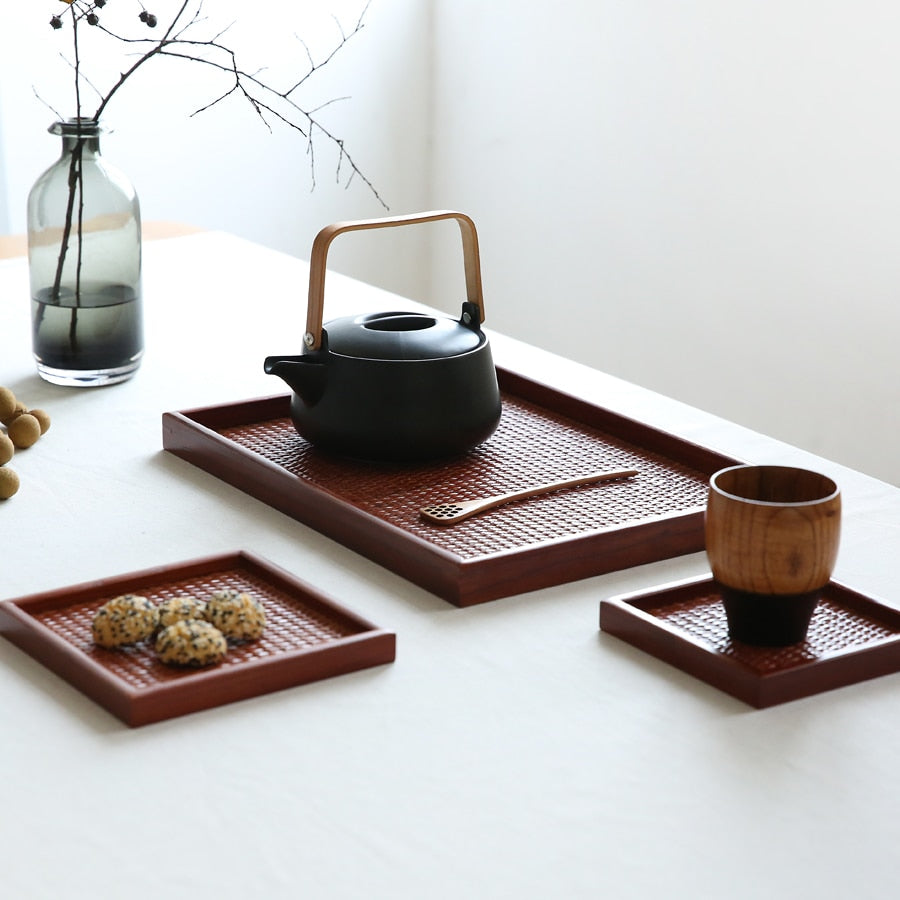 Rattan Wooden Tea Tray