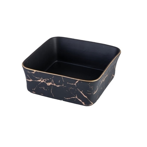 Marble Pattern Bowl and Wooden Tray